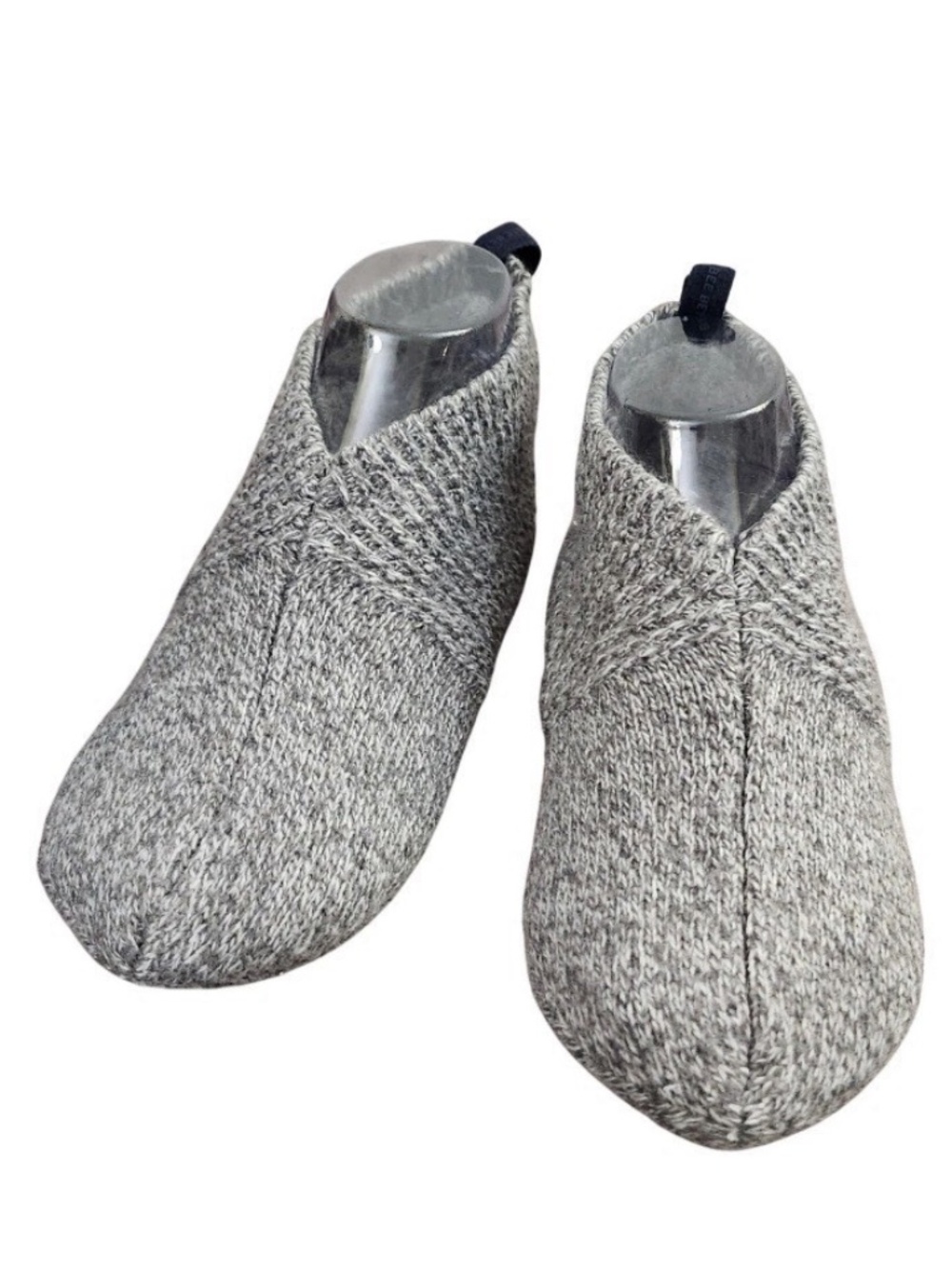 🩶 Bombas Marl Knit Gripper Slippers | Gray | Large | Cozy Non-Slip House Shoes